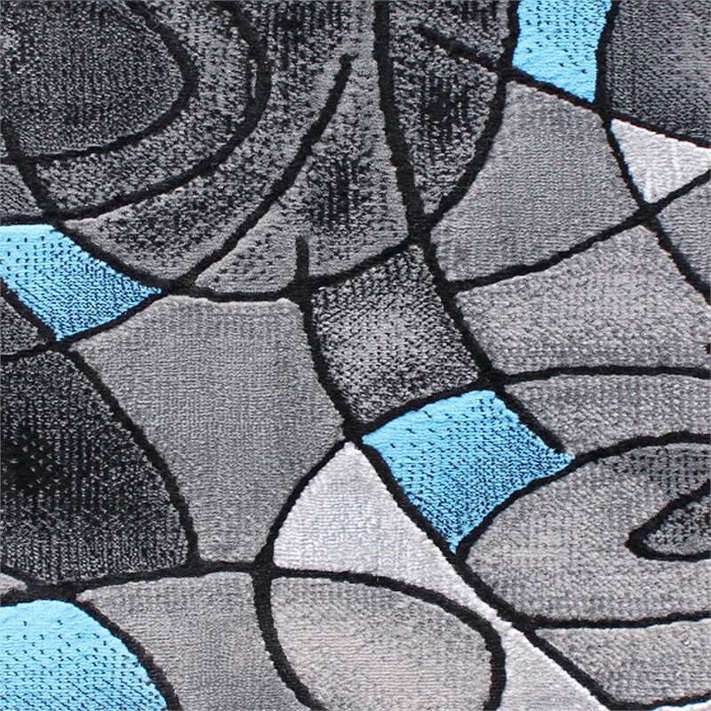 Bowery Hill Abstract 2' x 3' Olefin Accent Rug in Blue and Gray