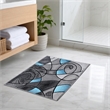 Bowery Hill Abstract 2' x 3' Olefin Accent Rug in Blue and Gray