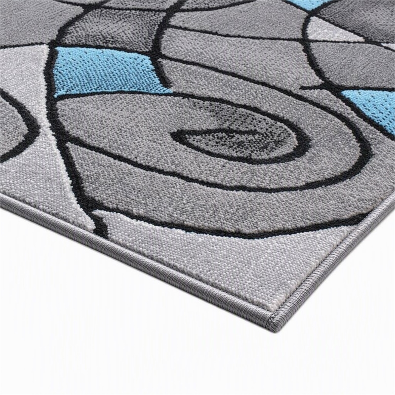 Bowery Hill Abstract 2' x 3' Olefin Accent Rug in Blue and Gray