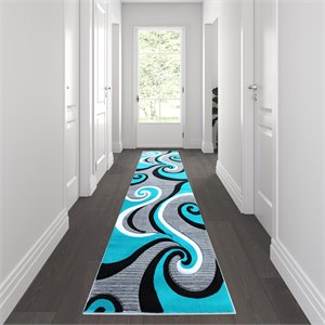 Bowery Hill Swirl 3' x 10' High-Low Area Rug in Turquoise