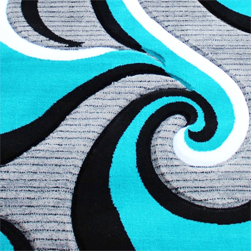 Bowery Hill Swirl 3' x 10' High-Low Area Rug in Turquoise