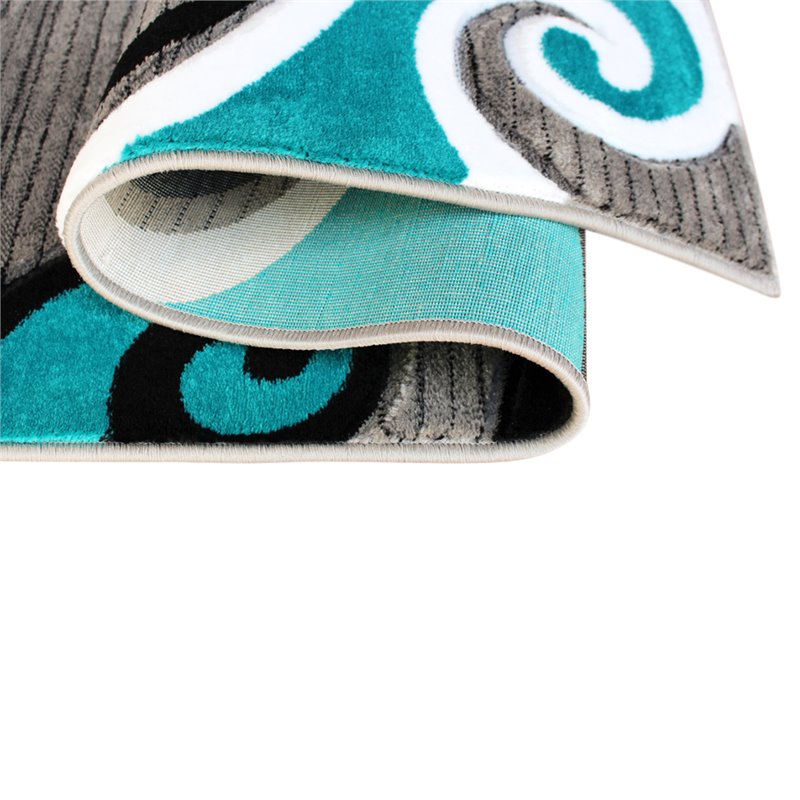 Bowery Hill Swirl 3' x 10' High-Low Area Rug in Turquoise
