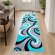 Bowery Hill Swirl 3' x 10' High-Low Area Rug in Turquoise