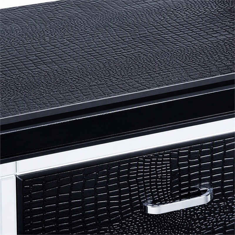 Bowery Hill Solid Wood 2-Drawer Nightstand in Black
