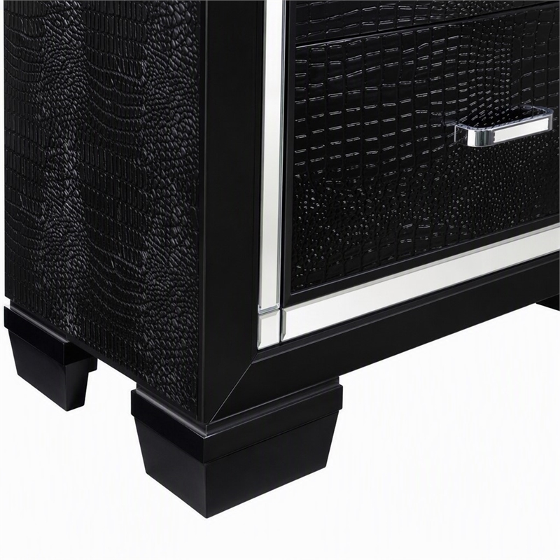Bowery Hill Solid Wood 2-Drawer Nightstand in Black