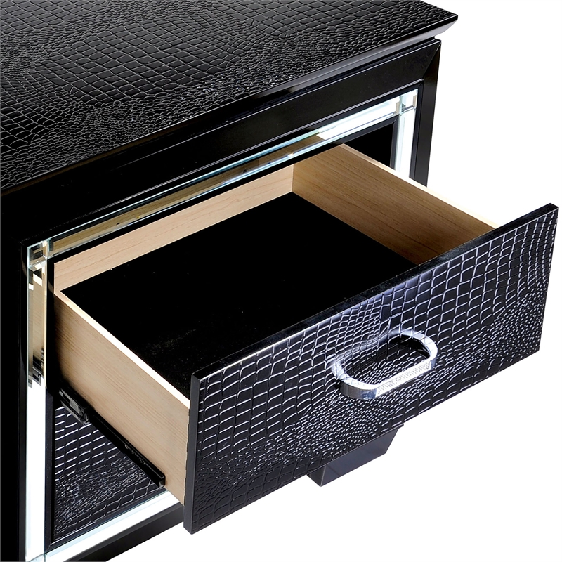 Bowery Hill Solid Wood 2-Drawer Nightstand in Black