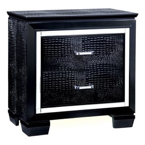 Bowery Hill Solid Wood 2-Drawer Nightstand in Black