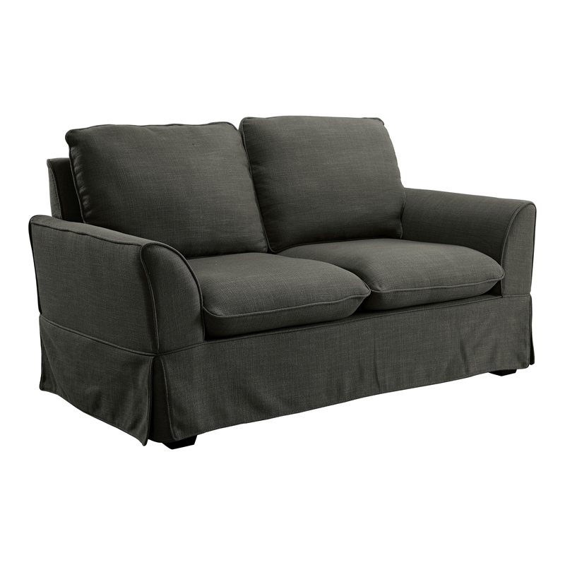 Bowery Hill Fabric Upholstery Loveseat in Grey