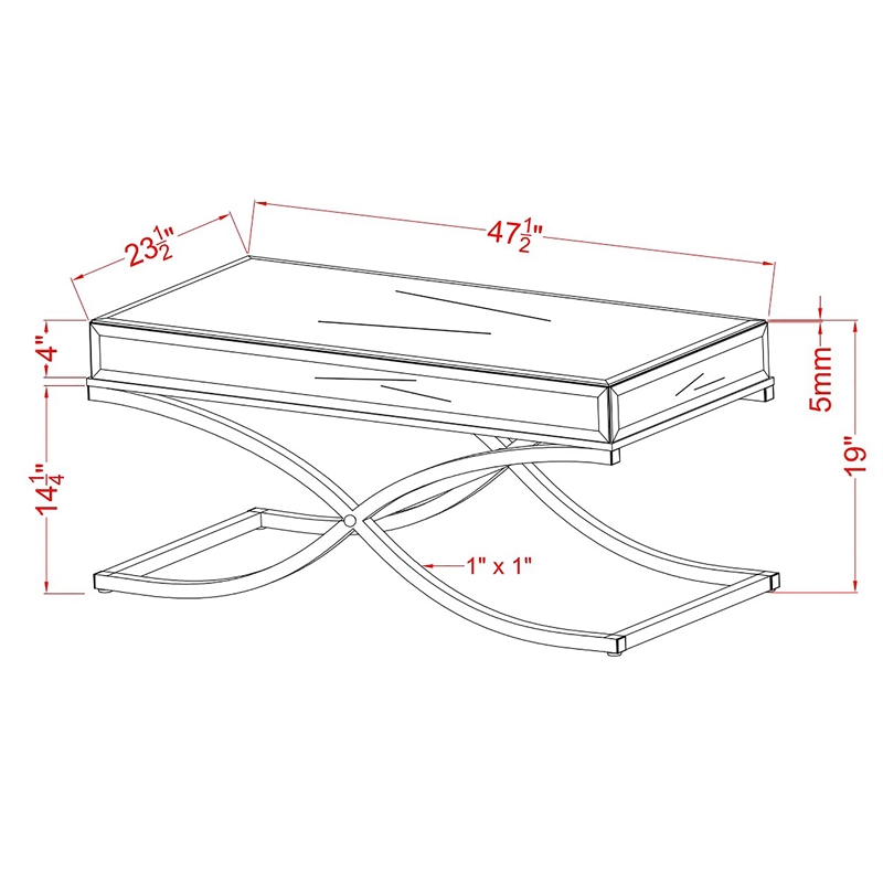 Bowery Hill Contemporary Metal Coffee Table in Chrome Finish with Glass Top