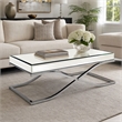 Bowery Hill Contemporary Metal Coffee Table in Chrome Finish with Glass Top