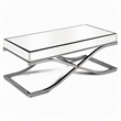 Bowery Hill Contemporary Metal Coffee Table in Chrome Finish with Glass Top