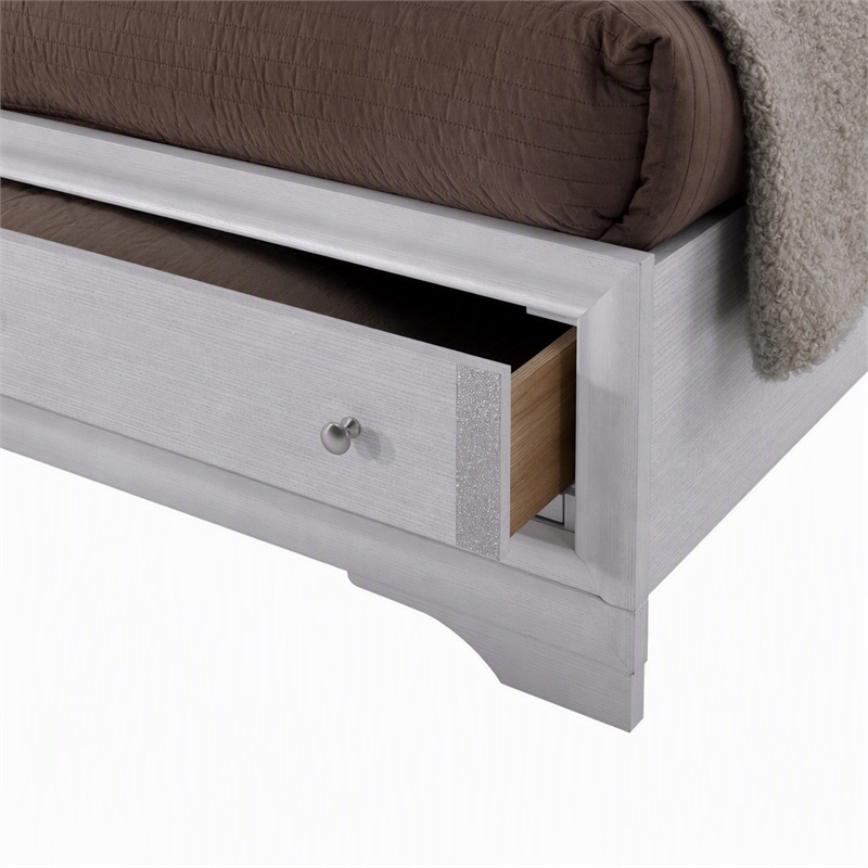 Bowery Hill Solid Wood Queen Storage Bed in White with Drawers
