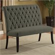 Bowery Hill Transitional Fabric Tufted Loveseat Bench in Gray