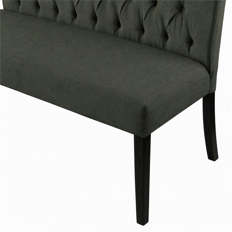 Bowery Hill Transitional Fabric Tufted Loveseat Bench in Gray