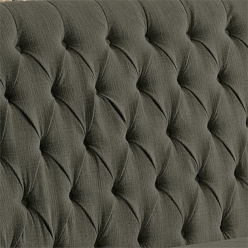 Bowery Hill Transitional Fabric Tufted Loveseat Bench in Gray