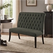 Bowery Hill Transitional Fabric Tufted Loveseat Bench in Gray