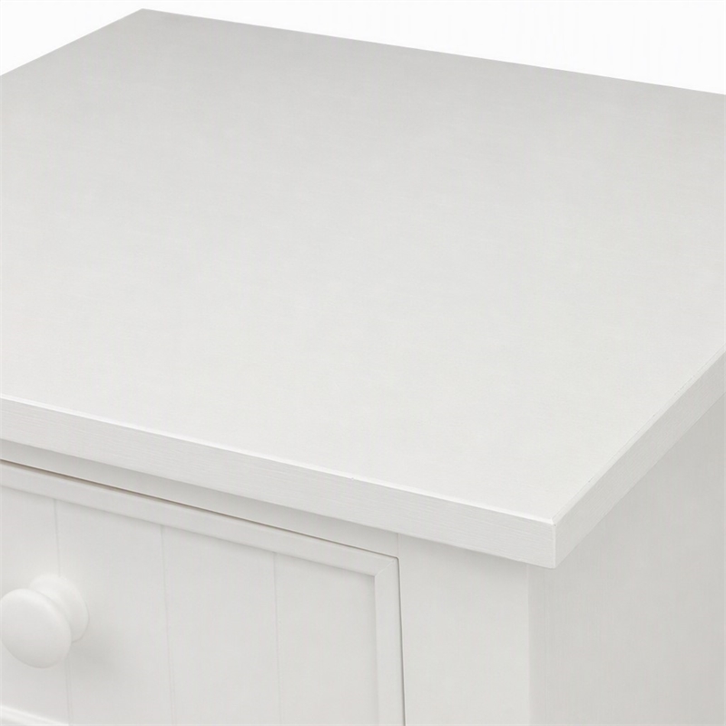 Bowery Hill Solid Wood 1-Drawer Nightstand with Open Shelf in White