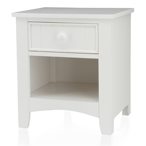 Bowery Hill Solid Wood 1-Drawer Nightstand with Open Shelf in White