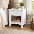 Bowery Hill Solid Wood 1-Drawer Nightstand with Open Shelf in White