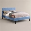 Bowery Hill Fabric Button Tufted Queen Platform Bed in Light Blue