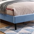 Bowery Hill Fabric Button Tufted Queen Platform Bed in Light Blue
