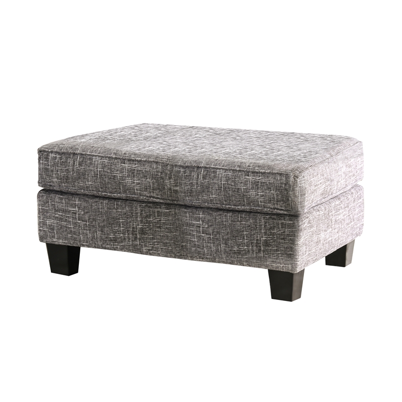 Bowery Hill Transitional Fabric Upholstered Ottoman in Gray with Storage