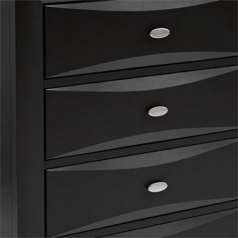 Bowery Hill 5-Drawer Chest in Black Solid and Engineered Wood