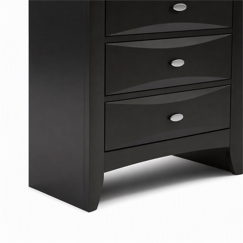 Bowery Hill 5-Drawer Chest in Black Solid and Engineered Wood