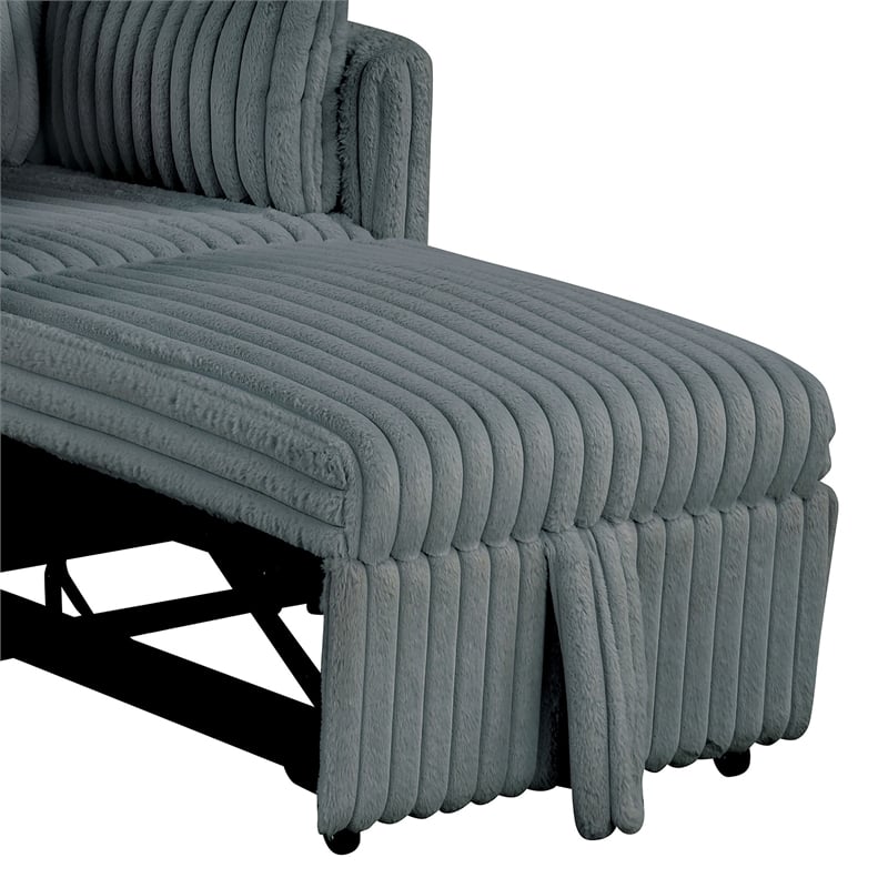 Bowery Hill Modular Fabric Chair with Pull-Out Function in Dark Gray