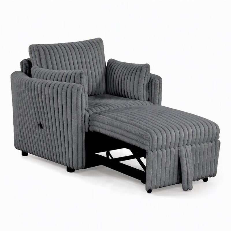 Bowery Hill Modular Fabric Chair with Pull-Out Function in Dark Gray