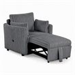 Bowery Hill Modular Fabric Chair with Pull-Out Function in Dark Gray