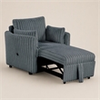 Bowery Hill Modular Fabric Chair with Pull-Out Function in Dark Gray