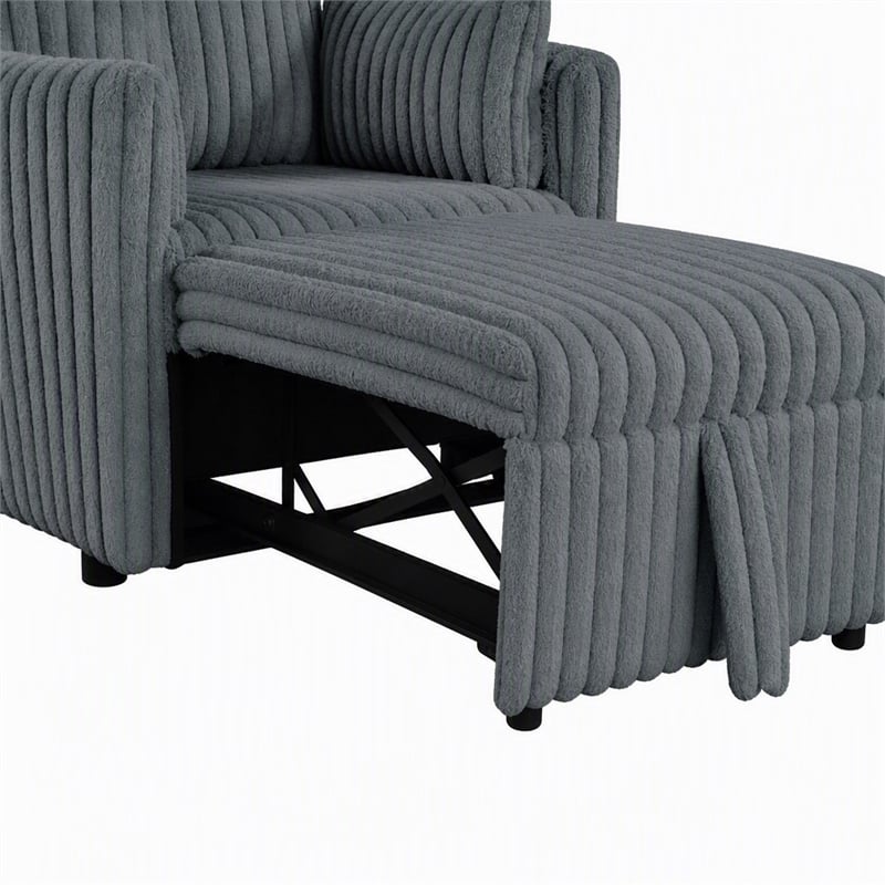 Bowery Hill Modular Fabric Chair with Pull-Out Function in Dark Gray