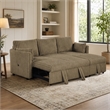 Bowery Hill Faux Fur Modular Pull-Out Sofa in Brown Fabric