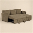 Bowery Hill Faux Fur Modular Pull-Out Sofa in Brown Fabric