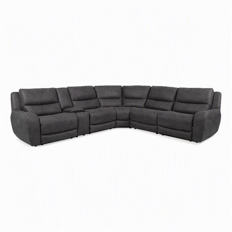 Bowery Hill L-Shaped Power Reclining Sectional with USB Ports in Gray