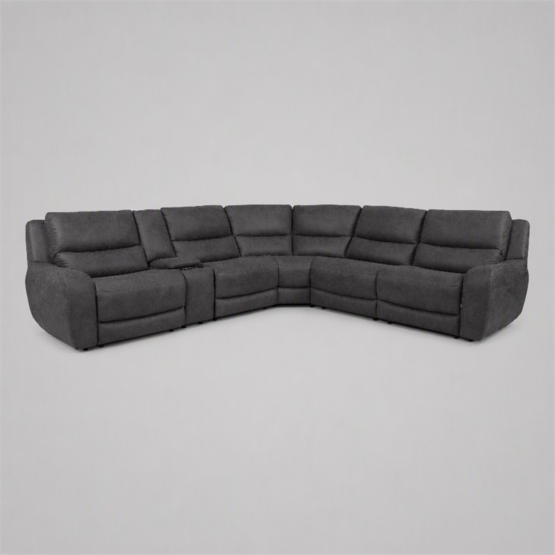 Bowery Hill L-Shaped Power Reclining Sectional with USB Ports in Gray