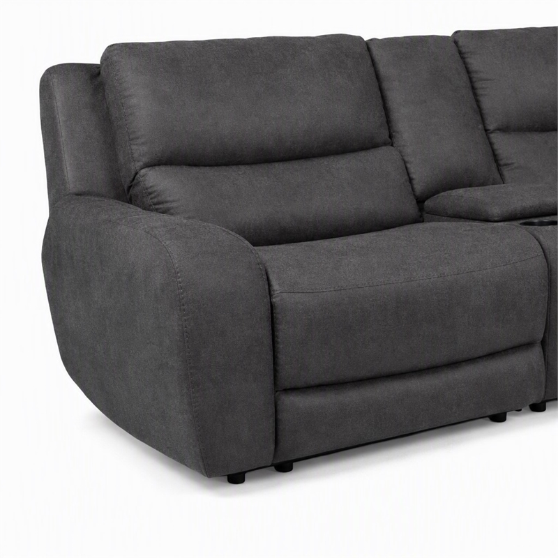 Bowery Hill L-Shaped Power Reclining Sectional with USB Ports in Gray