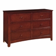 Bowery Hill Solid Wood 6-Drawer Double Dresser in Cherry Finish