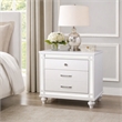 Bowery Hill 2-Drawer Solid Wood Nightstand in White with Mirror Trim