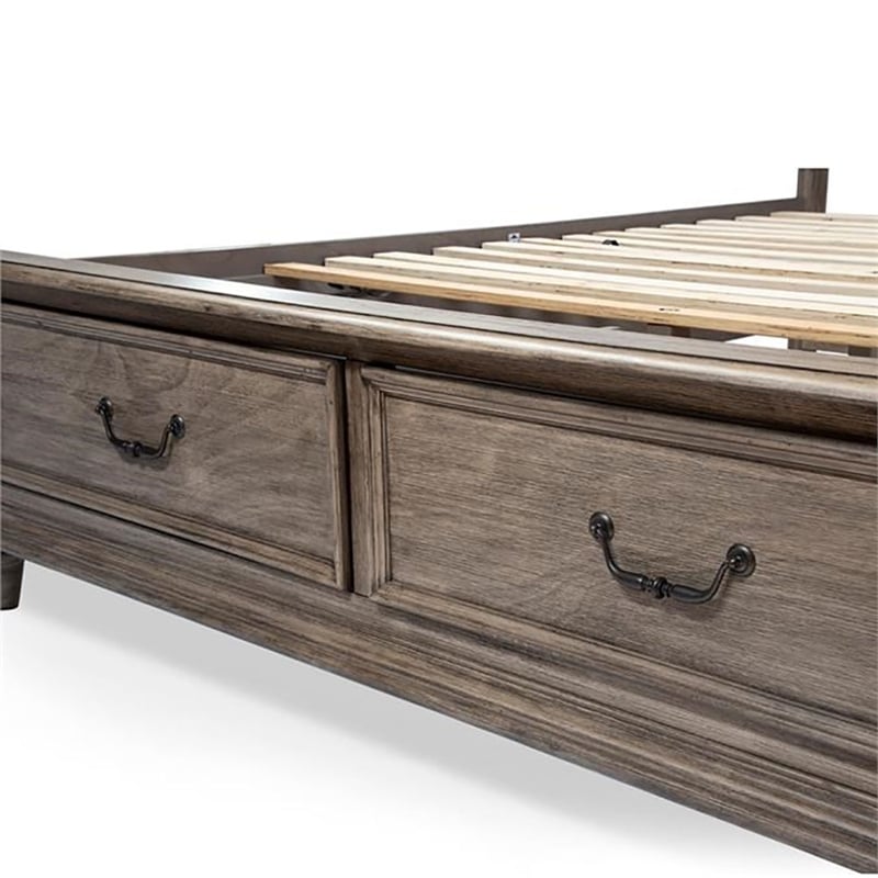 Bowery Hill Queen Storage Bed in Rustic Natural Wood Tone