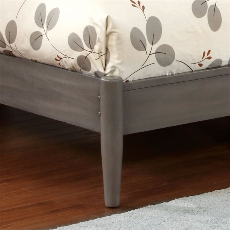Bowery Hill Solid Wood Full Platform Bed in Gray with Turned Legs
