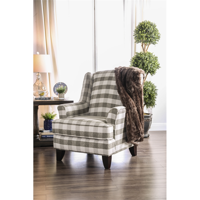 Bowery Hill Transitional Fabric Accent Chair in Light Gray