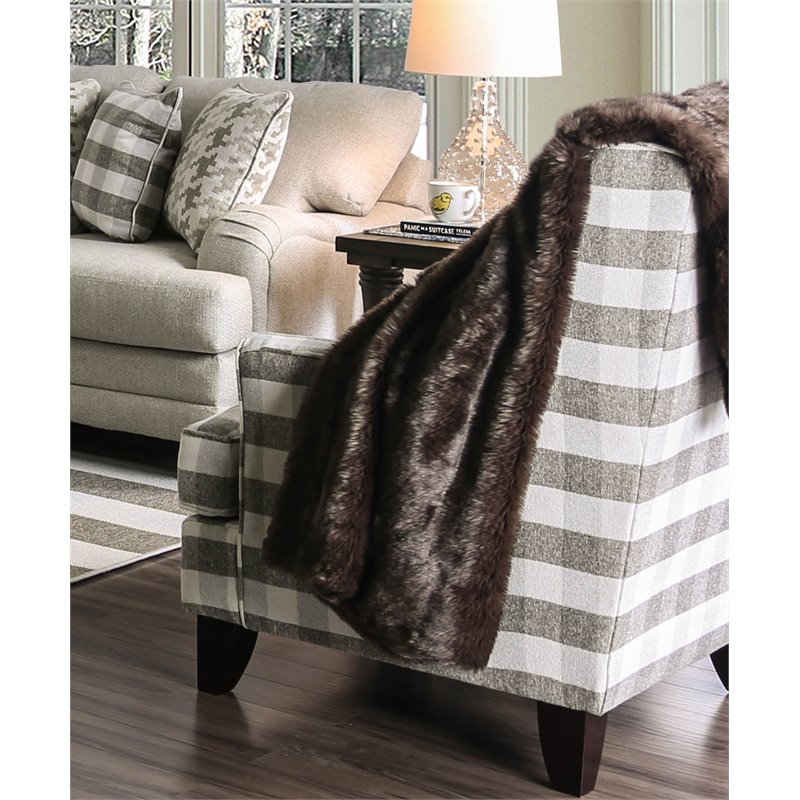 Bowery Hill Transitional Fabric Accent Chair in Light Gray