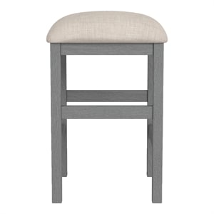 Bowery Hill Set of 2 Wood Counter Height Stools with Gray Linen Seats