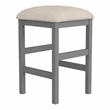 Bowery Hill Set of 2 Wood Counter Height Stools with Gray Linen Seats