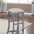 Bowery Hill Set of 2 Wood Counter Height Stools with Gray Linen Seats