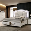 Bowery Hill Contemporary Queen Wood Bed with LED Lighting in Silver