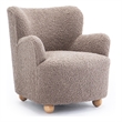 Bowery Hill Fabric Curved Backrest Accent Chair in Light Brown