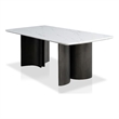 Bowery Hill Faux Marble Top Dining Table Wood White 78 in Modern Design